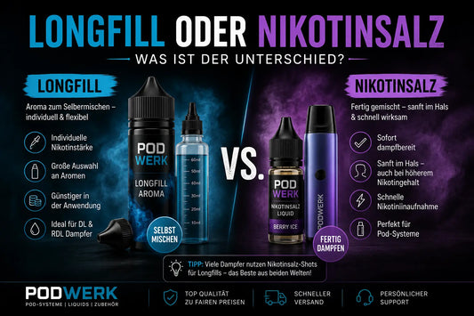 Longfill oder Nikotinsalz – Was ist der Unterschied? PodWerk