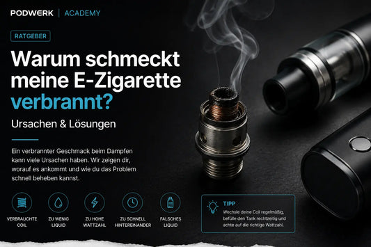 Warum schmeckt meine E-Zigarette verbrannt? Ursachen & Lösungen PodWerk