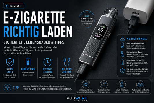 🔋 E-Zigarette Akku richtig laden: Sicherheit, Lebensdauer & Tipps