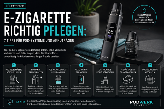 E-Zigarette richtig pflegen: 7 Tipps für Pod-Systeme und Akkuträger